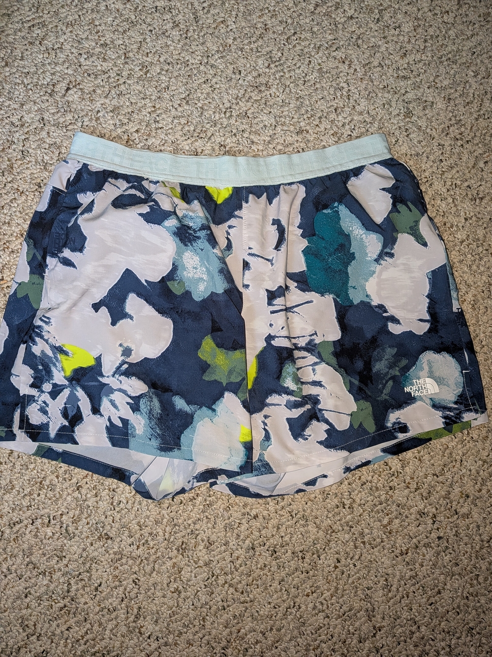 The North Face Women's Navy & Teal Floral Athletic Shorts